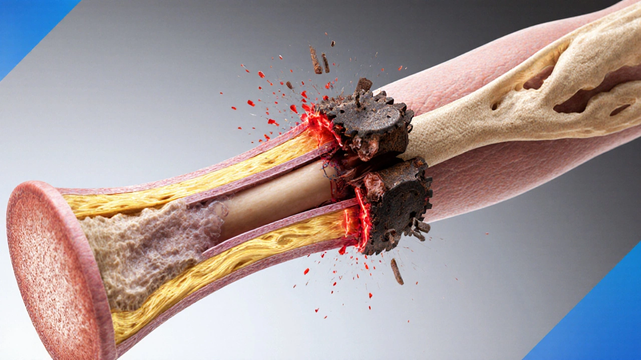 Anatomical cross-section of a tendon freed from scar tissue adhesions.