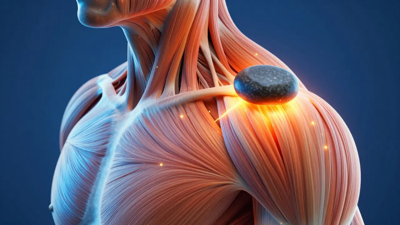 Conceptual visualization of heat and blood flow in muscle tissue
