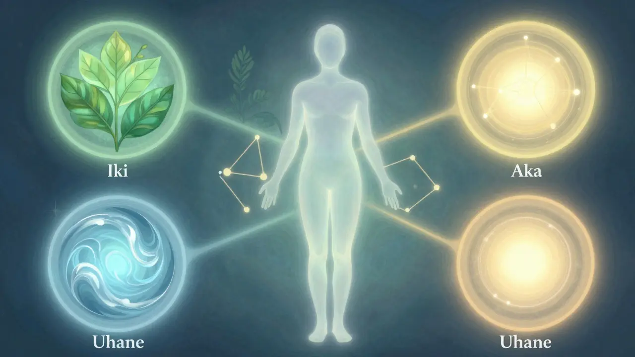 Abstract art showing four layers of holistic health