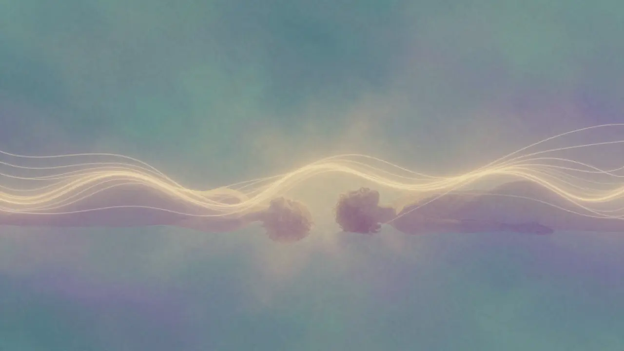 Abstract art showing synchronized energy flow between two figures